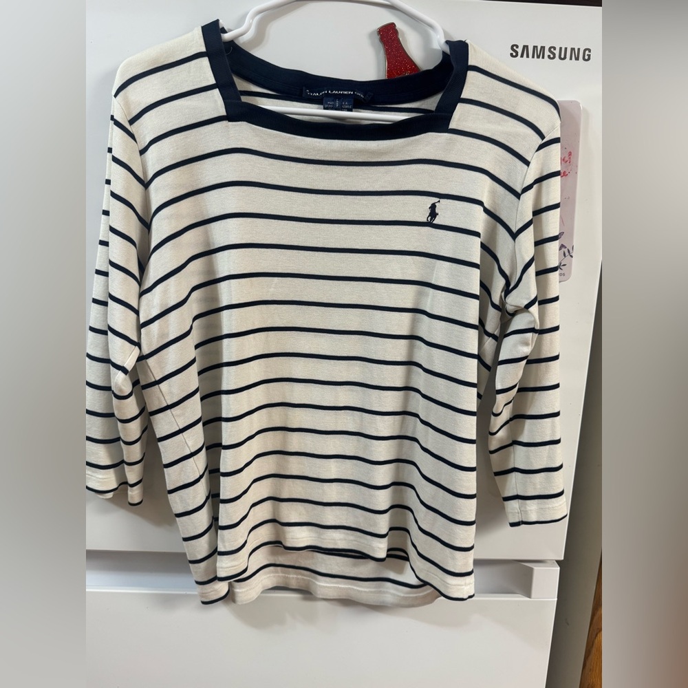 Ralph Lauren Cream and Black Striped Top